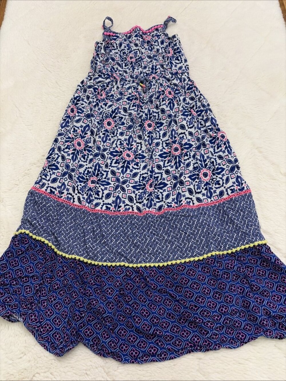 Cherokee Girls Small 6 Maxi Dress Neon Pop Boho